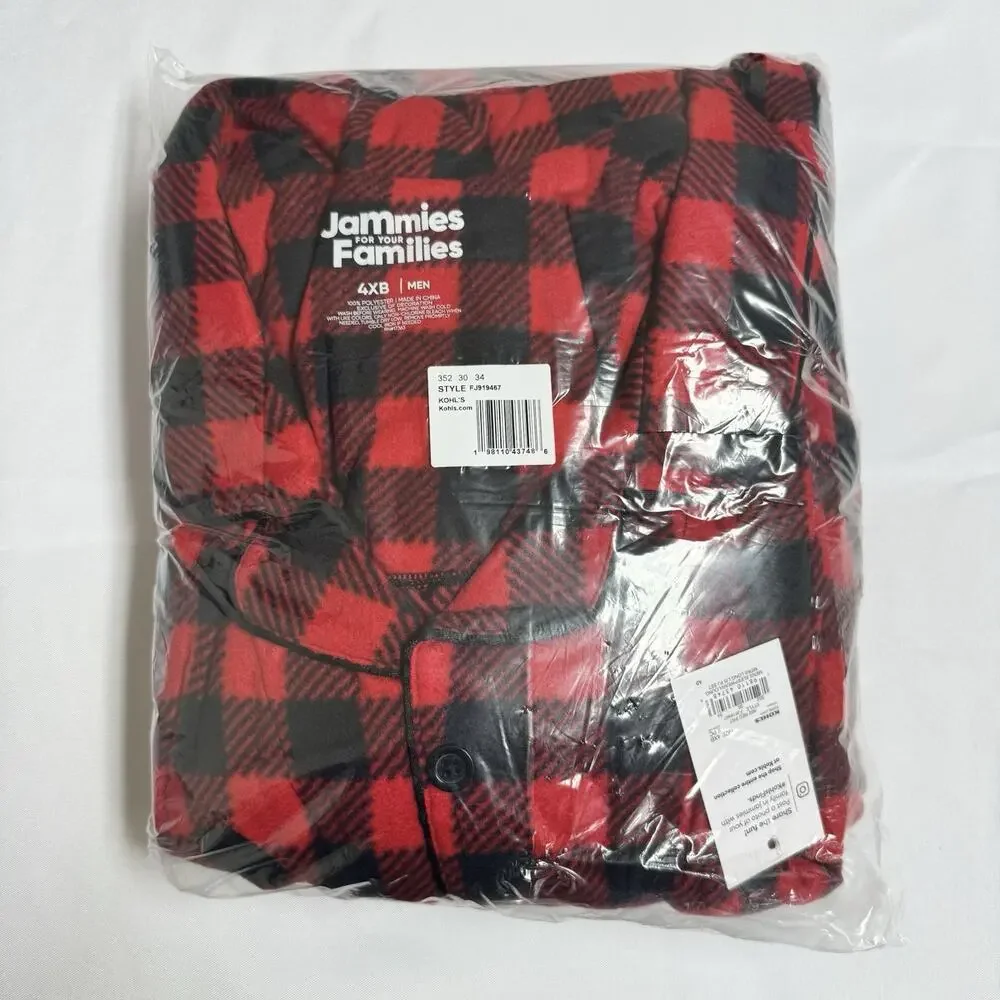Merry & Bright Buffalo Plaid Pajama Top & Bottom Set Men's Big & Tall Size 4XB